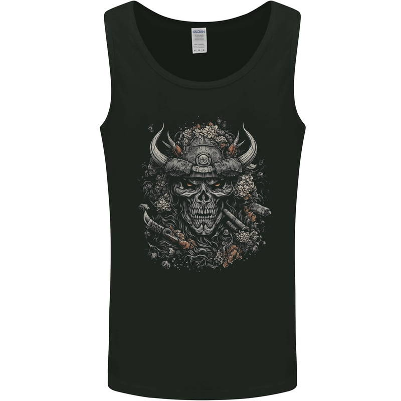 Samurai Skull Fantasy Warrior Bushido Ronin Mens Vest Tank Top Black