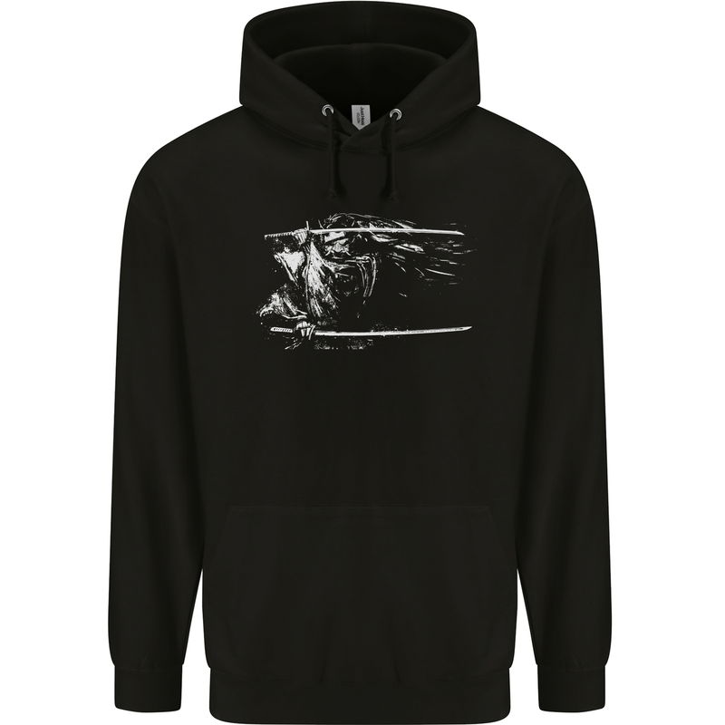 Samurai Sword Silhouette Mens 80% Cotton Hoodie Black