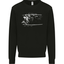 Samurai Sword Silhouette Mens Sweatshirt Jumper Black