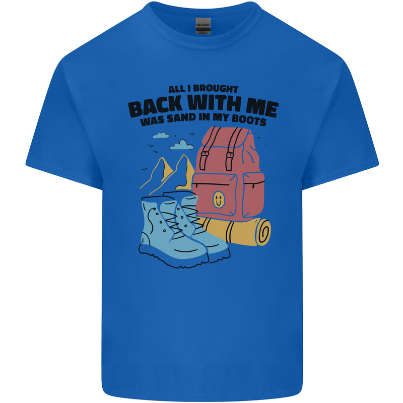 Sand In Boots Funny Hiking Travelling Camping Mens Cotton T-Shirt Tee Top Royal Blue