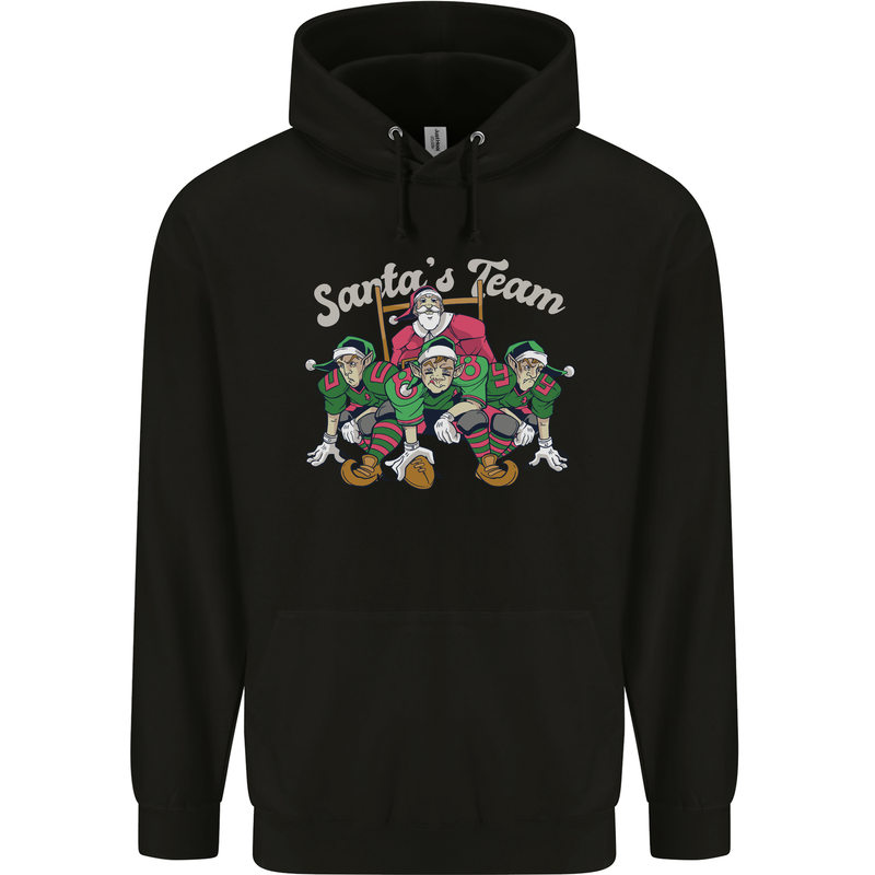 Santa American Football Team Christmas Xmas Childrens Kids Hoodie Black