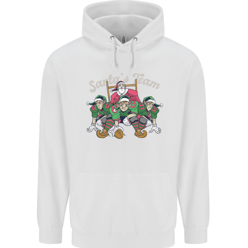 Santa American Football Team Christmas Xmas Childrens Kids Hoodie White