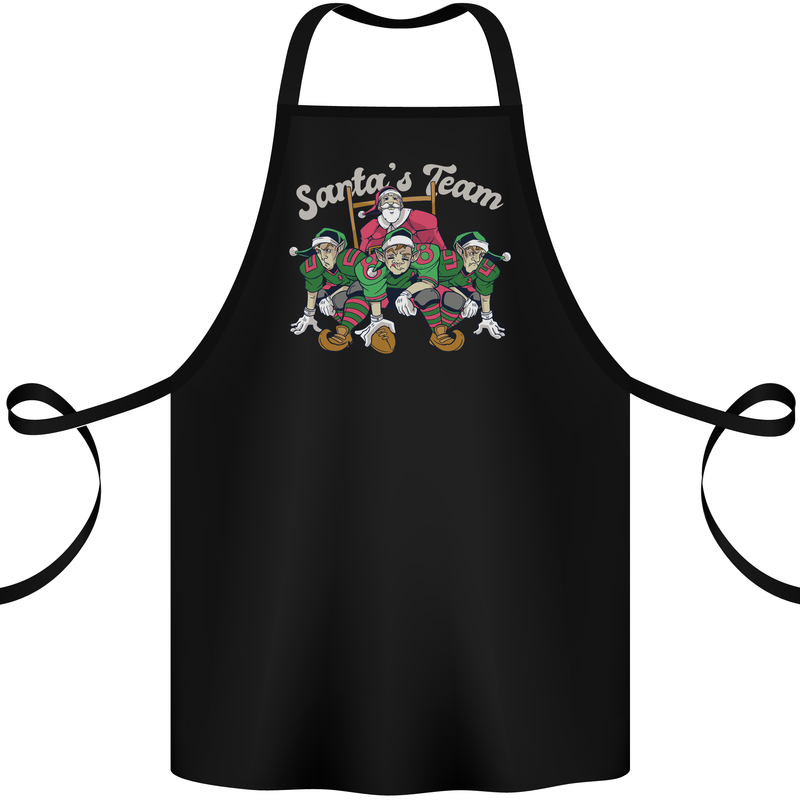 Santa American Football Team Christmas Xmas Cotton Apron 100% Organic Black