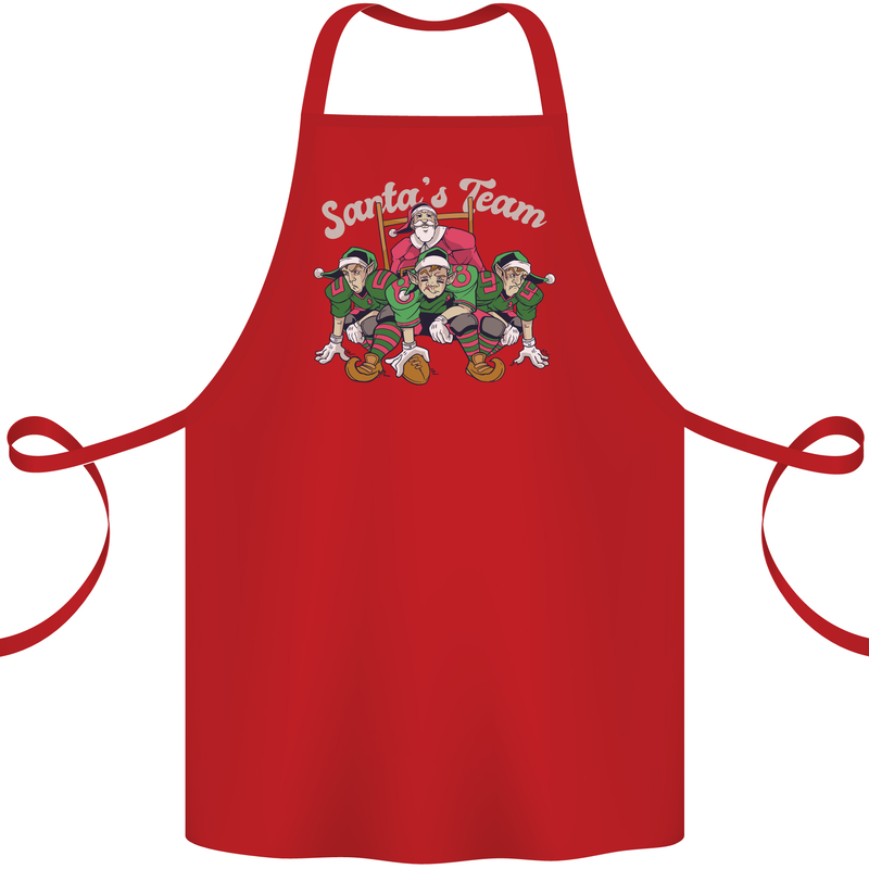 Santa American Football Team Christmas Xmas Cotton Apron 100% Organic Red