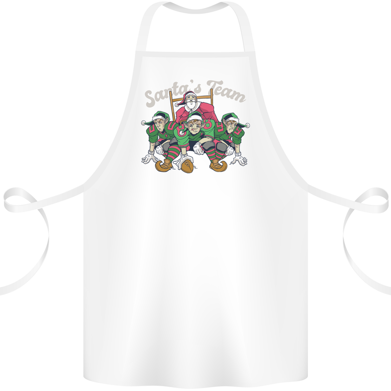 Santa American Football Team Christmas Xmas Cotton Apron 100% Organic White