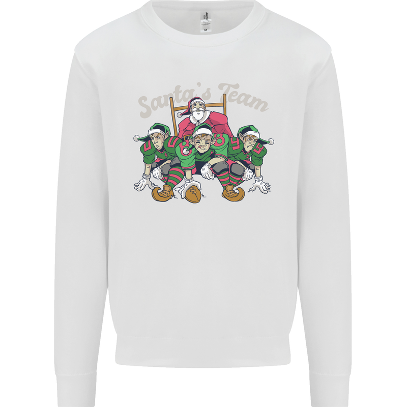 Santa American Football Team Christmas Xmas Kids Sweatshirt Jumper White