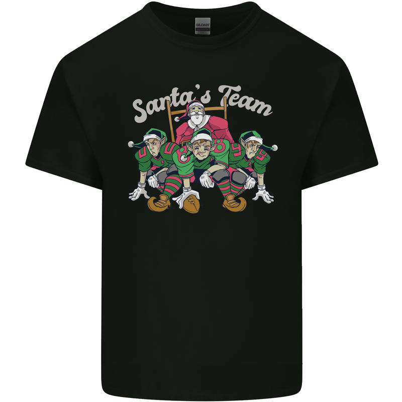 Santa American Football Team Christmas Xmas Kids T-Shirt Childrens Black