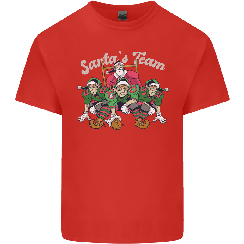 Santa American Football Team Christmas Xmas Kids T-Shirt Childrens Red