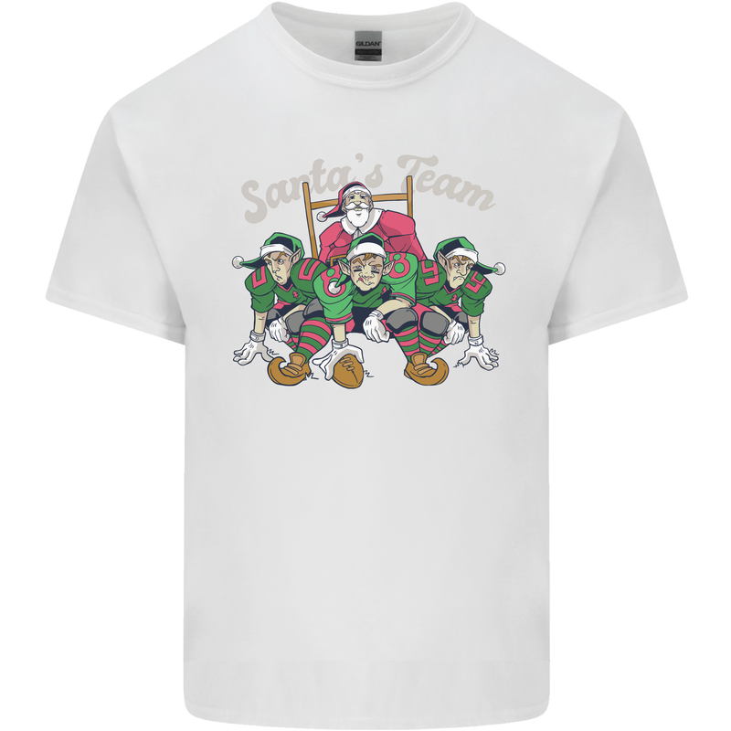 Santa American Football Team Christmas Xmas Kids T-Shirt Childrens White