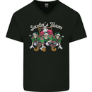 Santa American Football Team Christmas Xmas Mens V-Neck Cotton T-Shirt Black