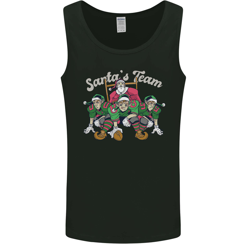 Santa American Football Team Christmas Xmas Mens Vest Tank Top Black