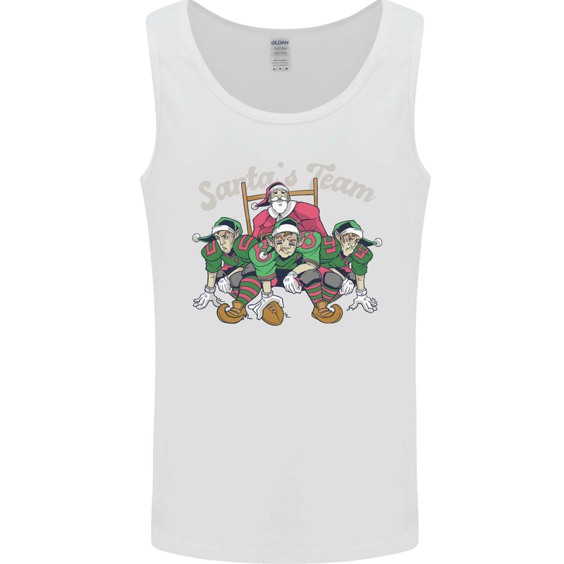 Santa American Football Team Christmas Xmas Mens Vest Tank Top White