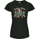 Santa American Football Team Christmas Xmas Womens Petite Cut T-Shirt Black
