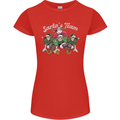 Santa American Football Team Christmas Xmas Womens Petite Cut T-Shirt Red