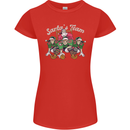 Santa American Football Team Christmas Xmas Womens Petite Cut T-Shirt Red