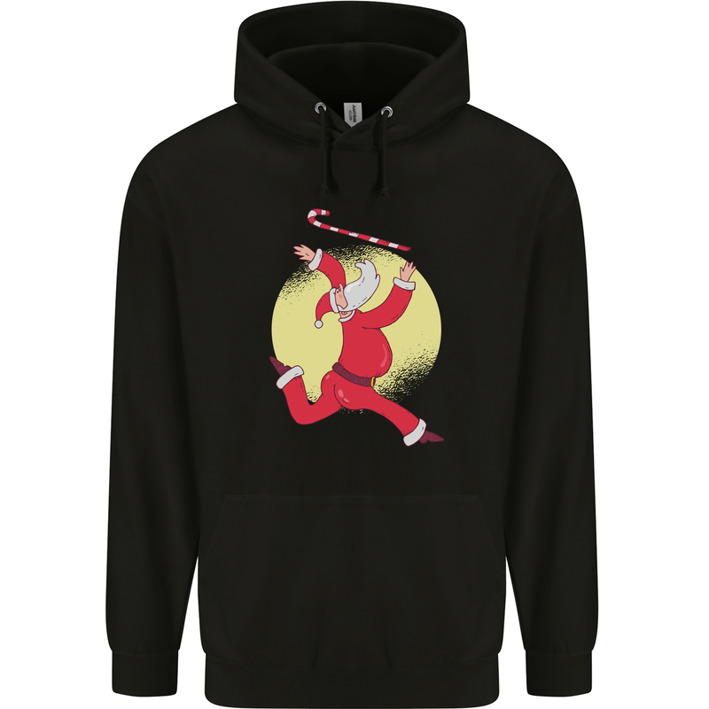 Santa Baton Twirling Christmas Gymnastics Xmas Childrens Kids Hoodie Black