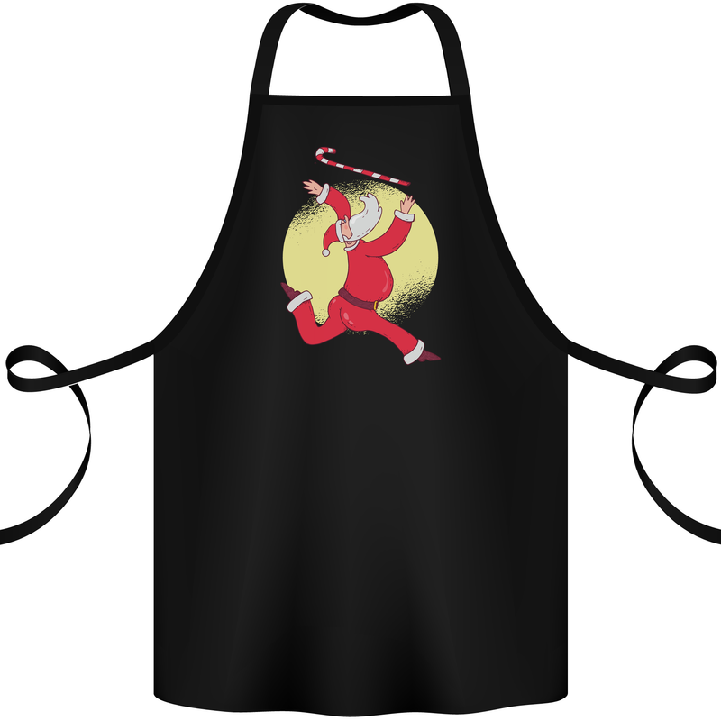 Santa Baton Twirling Christmas Gymnastics Xmas Cotton Apron 100% Organic Black