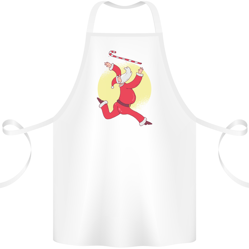 Santa Baton Twirling Christmas Gymnastics Xmas Cotton Apron 100% Organic White