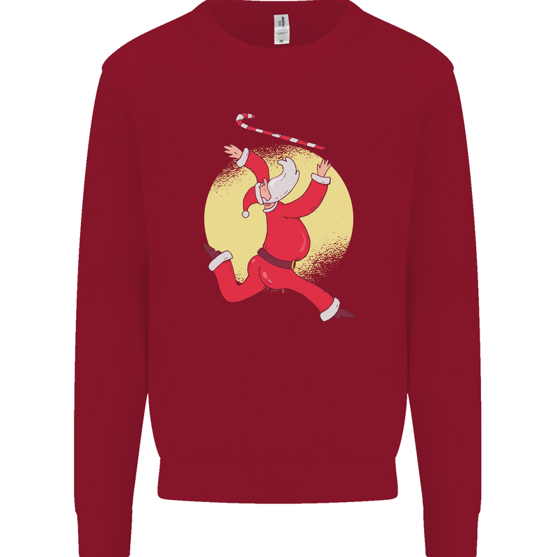 Santa Baton Twirling Christmas Gymnastics Xmas Kids Sweatshirt Jumper Red