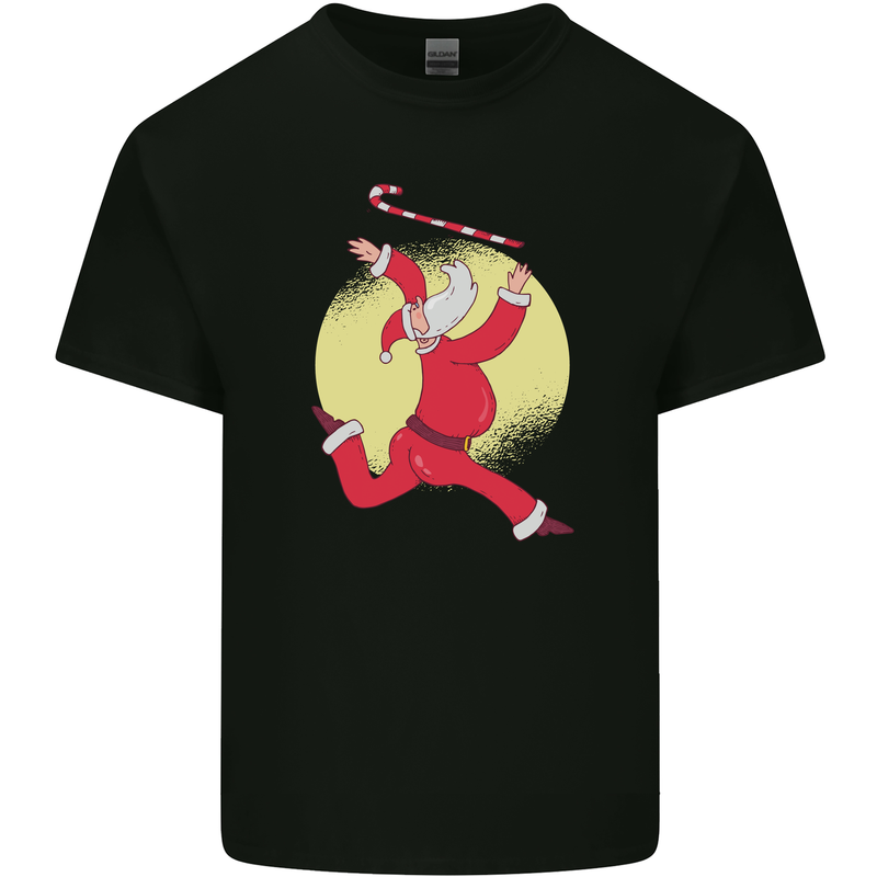 Santa Baton Twirling Christmas Gymnastics Xmas Kids T-Shirt Childrens Black