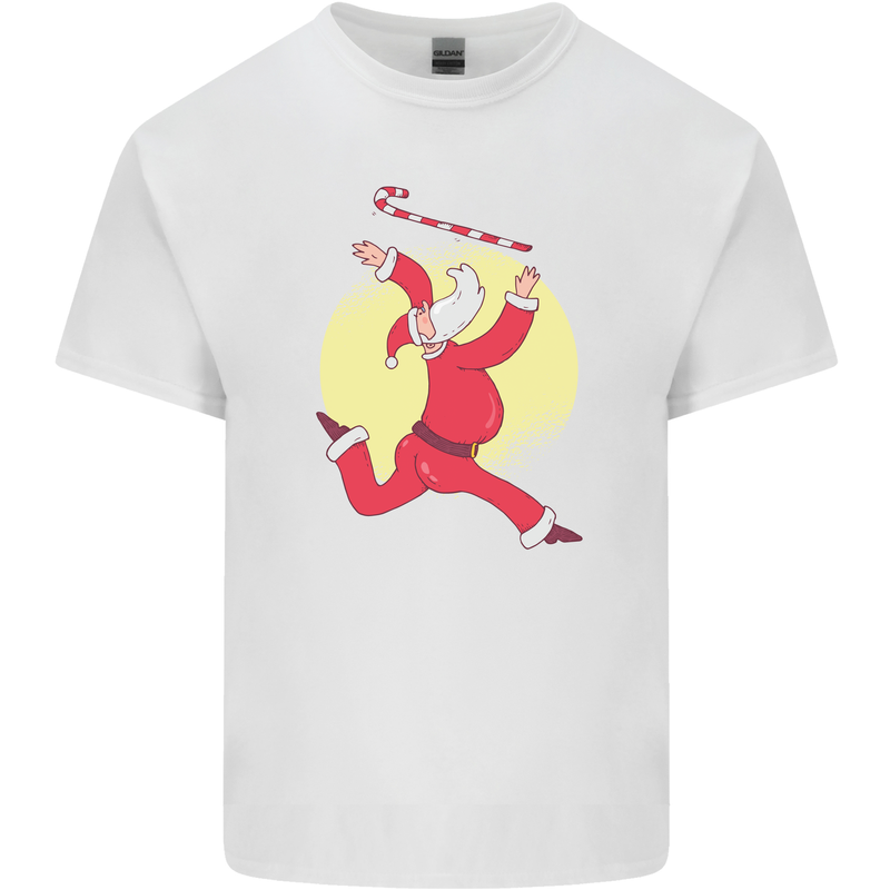 Santa Baton Twirling Christmas Gymnastics Xmas Kids T-Shirt Childrens White