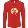 Santa Baton Twirling Christmas Gymnastics Xmas Mens Long Sleeve T-Shirt Red