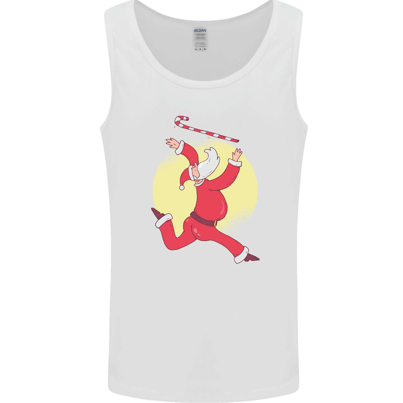 Santa Baton Twirling Christmas Gymnastics Xmas Mens Vest Tank Top White
