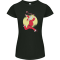 Santa Baton Twirling Christmas Gymnastics Xmas Womens Petite Cut T-Shirt Black