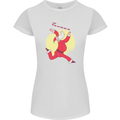 Santa Baton Twirling Christmas Gymnastics Xmas Womens Petite Cut T-Shirt White