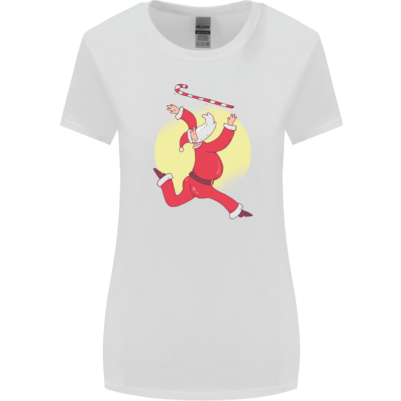 Santa Baton Twirling Christmas Gymnastics Xmas Womens Wider Cut T-Shirt White