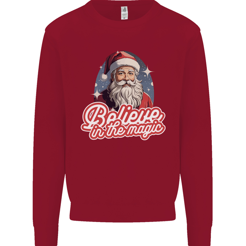 Santa Believe in the Magic Christmas Xmas Kids Sweatshirt Jumper Red