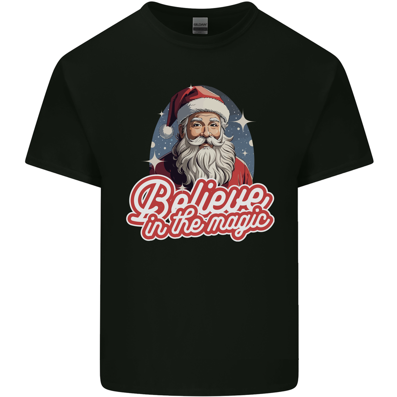 Santa Believe in the Magic Christmas Xmas Mens Cotton T-Shirt Tee Top Black