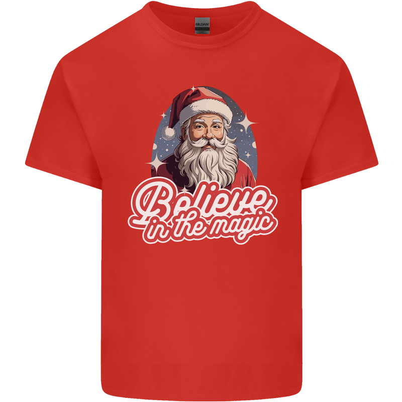 Santa Believe in the Magic Christmas Xmas Mens Cotton T-Shirt Tee Top Red