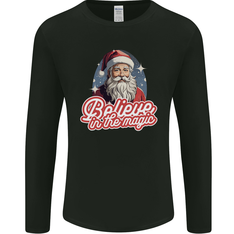 Santa Believe in the Magic Christmas Xmas Mens Long Sleeve T-Shirt Black