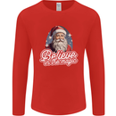 Santa Believe in the Magic Christmas Xmas Mens Long Sleeve T-Shirt Red