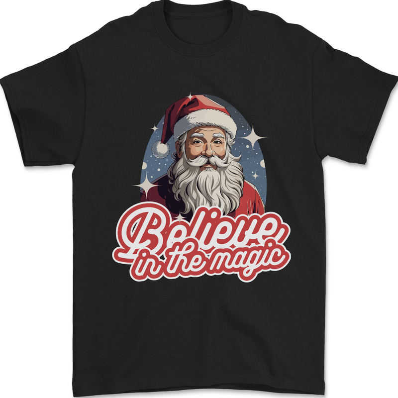 Santa Believe in the Magic Christmas Xmas Mens T-Shirt 100% Cotton Black