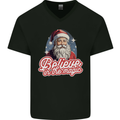 Santa Believe in the Magic Christmas Xmas Mens V-Neck Cotton T-Shirt Black