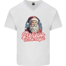 Santa Believe in the Magic Christmas Xmas Mens V-Neck Cotton T-Shirt White