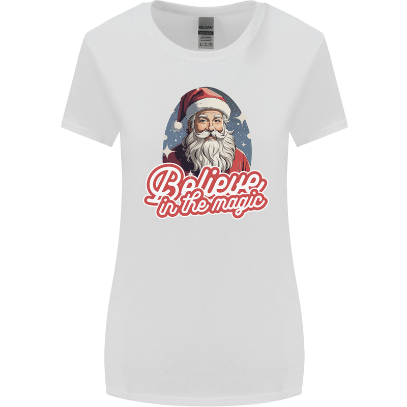 Santa Believe in the Magic Christmas Xmas Womens Wider Cut T-Shirt White