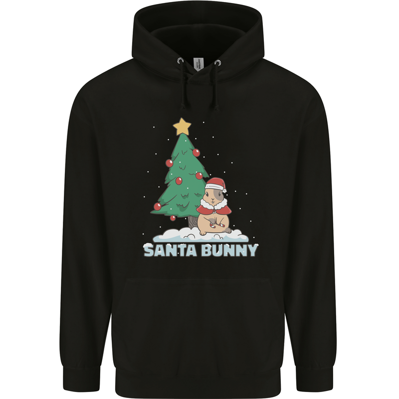 Santa Bunny Rabbit Christmas Xmas Childrens Kids Hoodie Black