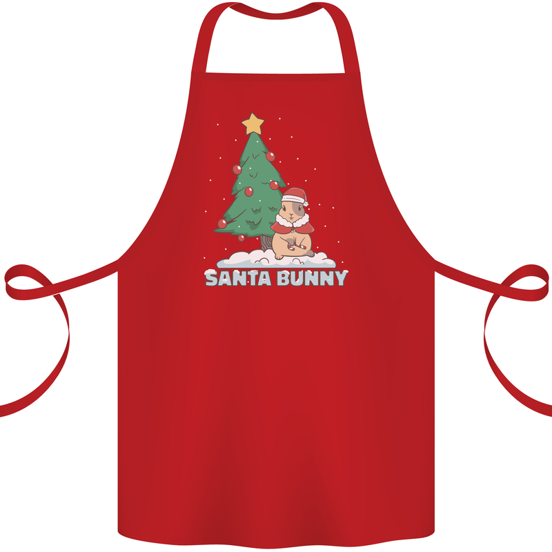 Santa Bunny Rabbit Christmas Xmas Cotton Apron 100% Organic Red