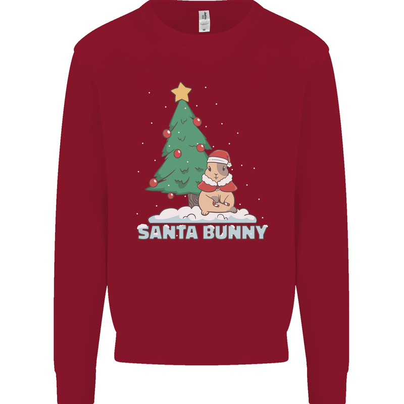 Santa Bunny Rabbit Christmas Xmas Kids Sweatshirt Jumper Red