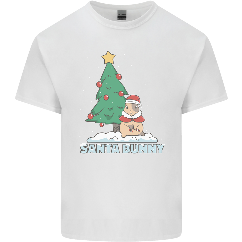 Santa Bunny Rabbit Christmas Xmas Mens Cotton T-Shirt Tee Top White
