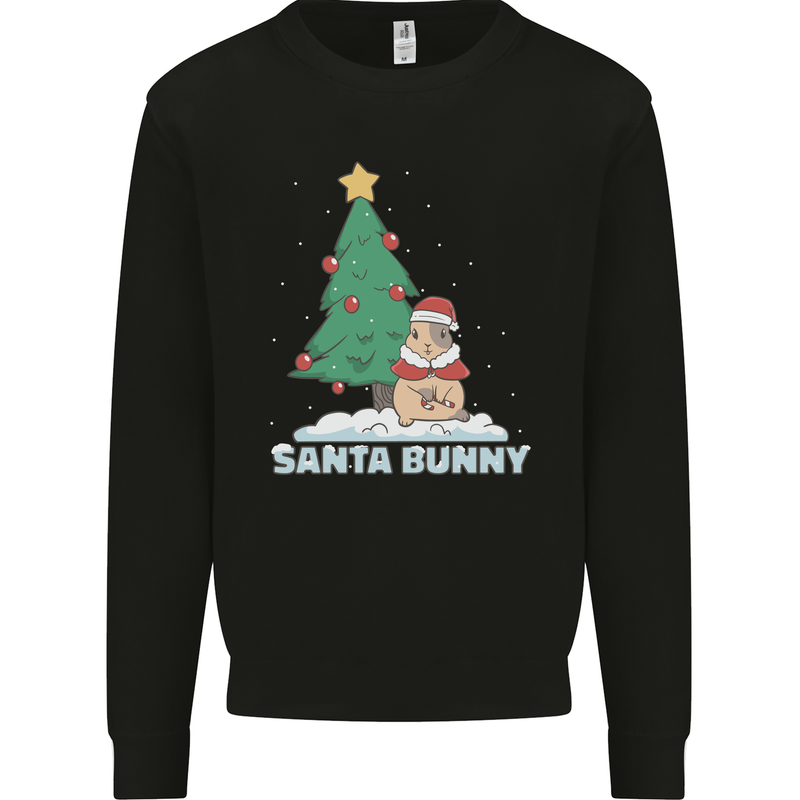 Santa Bunny Rabbit Christmas Xmas Mens Sweatshirt Jumper Black