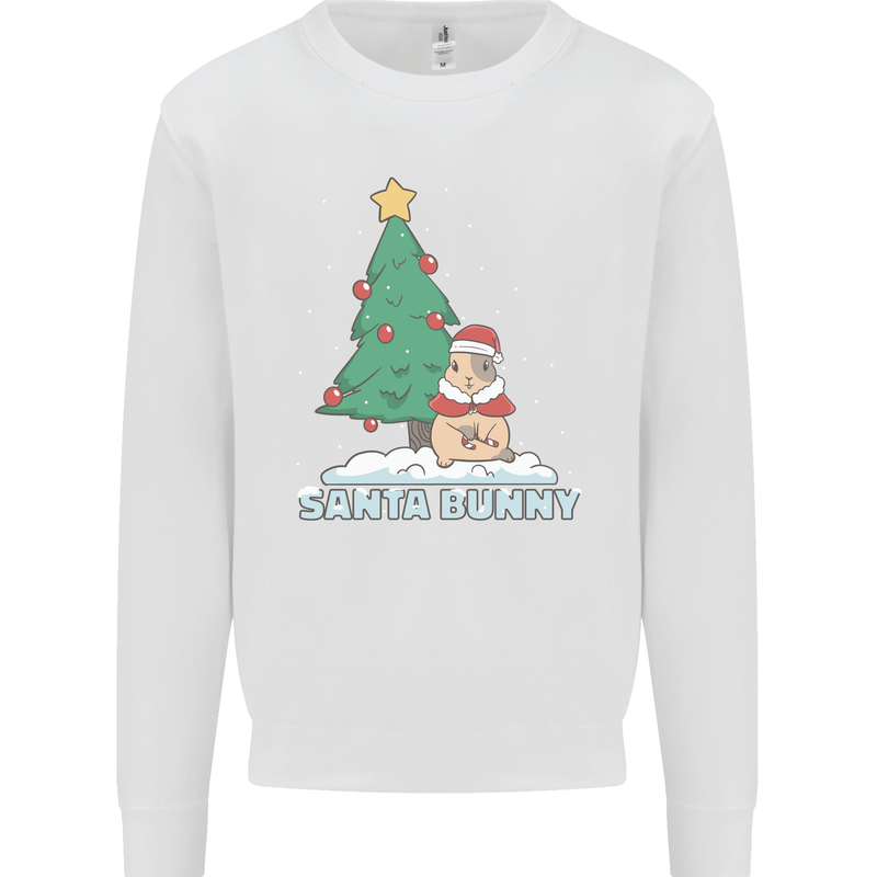 Santa Bunny Rabbit Christmas Xmas Mens Sweatshirt Jumper White