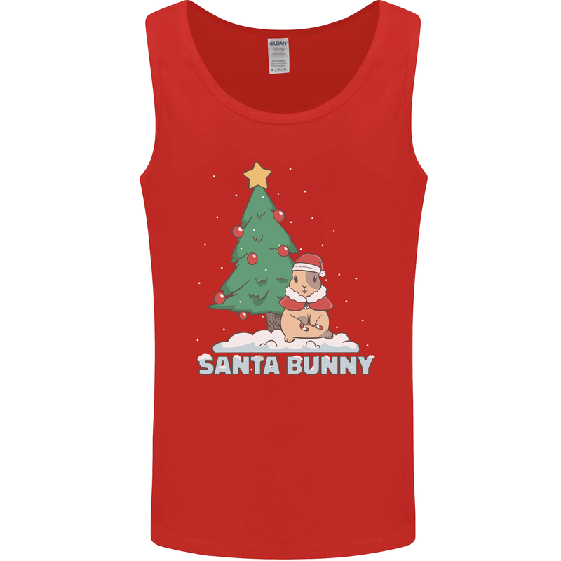 Santa Bunny Rabbit Christmas Xmas Mens Vest Tank Top Red
