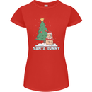 Santa Bunny Rabbit Christmas Xmas Womens Petite Cut T-Shirt Red