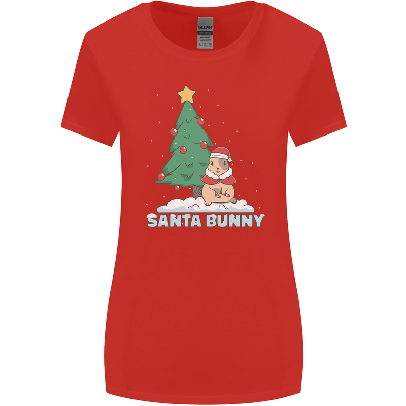 Santa Bunny Rabbit Christmas Xmas Womens Wider Cut T-Shirt Red