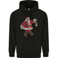 Santa Carrying a Christmas Lantern Xmas Childrens Kids Hoodie Black