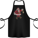 Santa Carrying a Christmas Lantern Xmas Cotton Apron 100% Organic Black